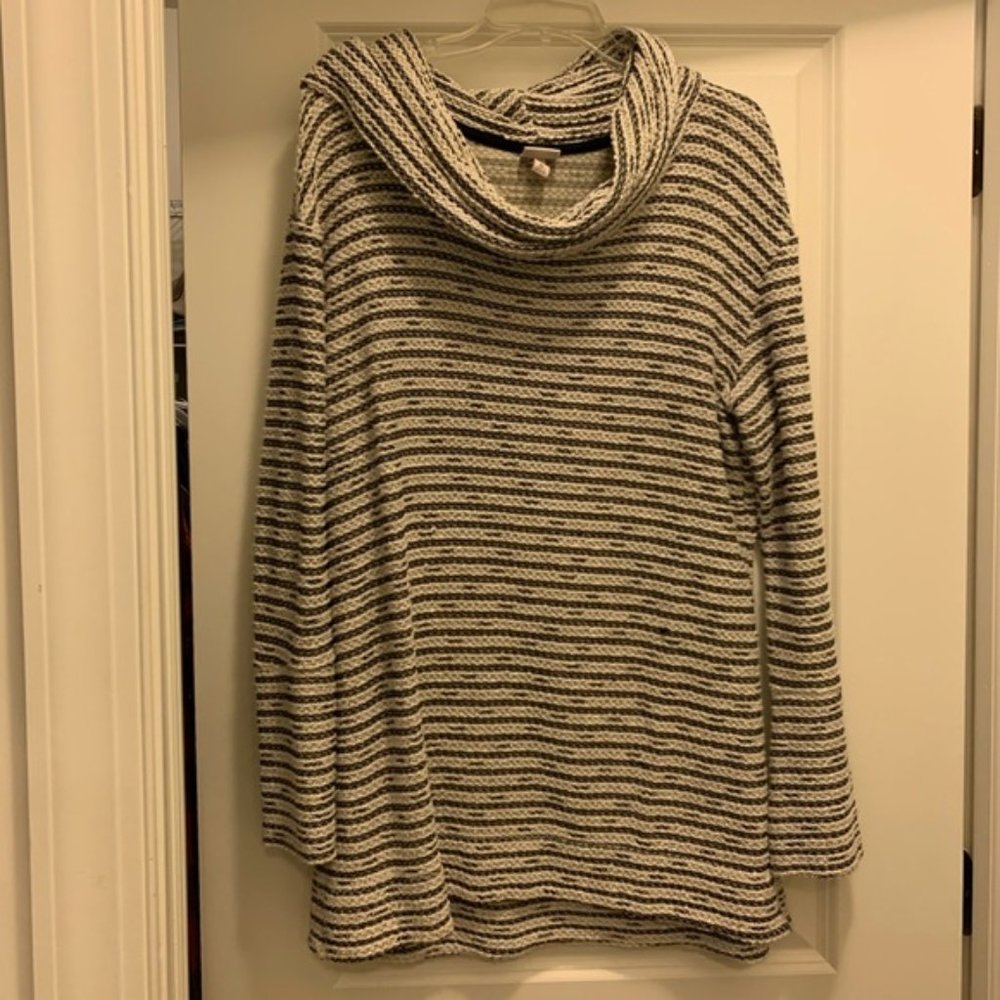 Cowl Neck Black and White Sweater